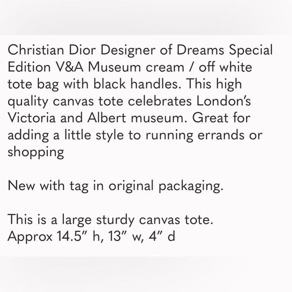 New Christian Dior designer of dreams Museum ivory canvas tote bag - Picture 5 of 5